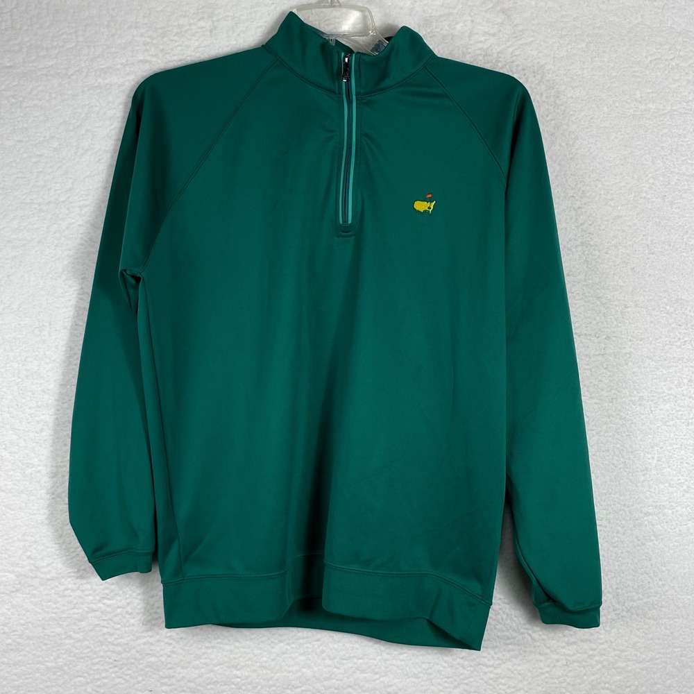 Masters Tech Mens Green Quarter Zip Golf Pullover Logo MT7310-004 Large